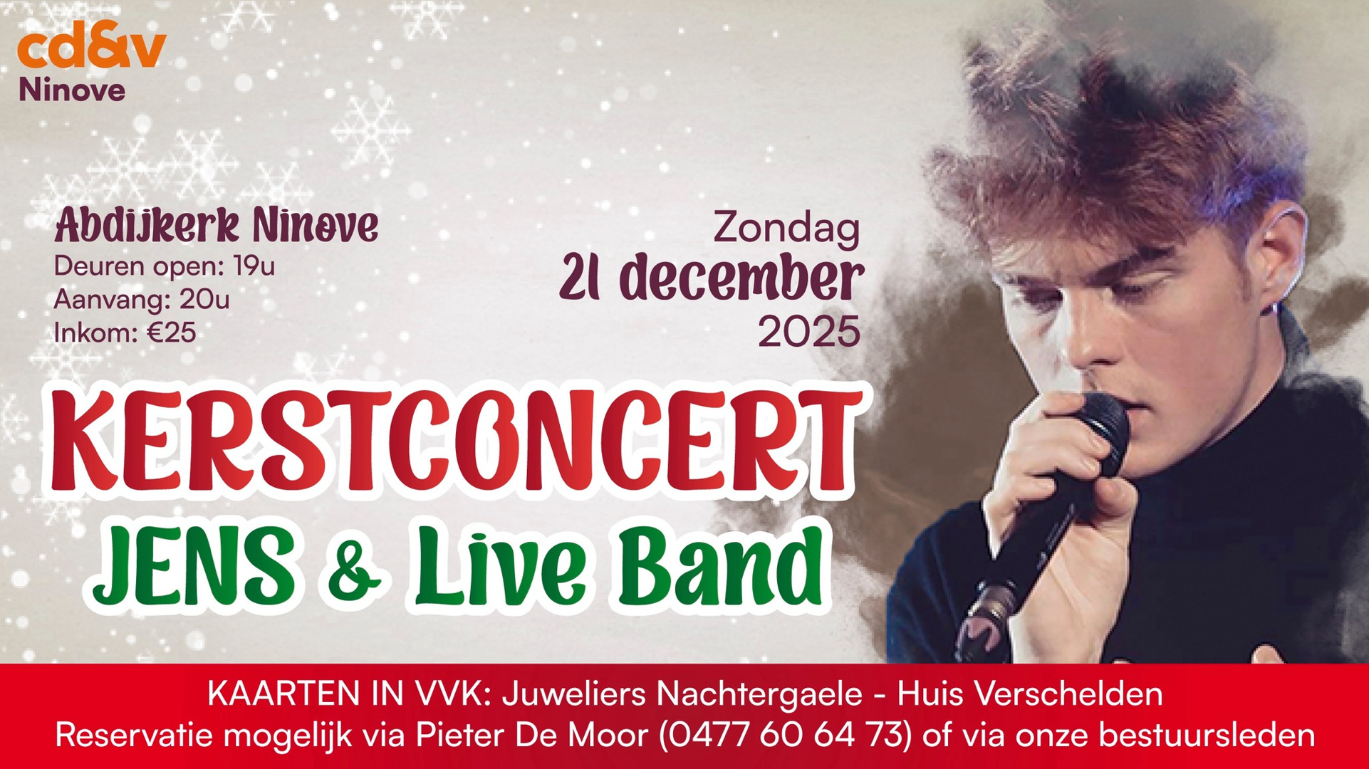 Kerstsfeer met JENS en LIVE band in Abdijkerk